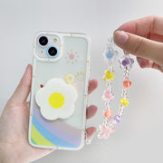 スマホ用リストストラップ 携帯ストラップ レディース 女性 スマホアクセサリー スマホ周辺雑貨 スマホ関連雑貨 ビーズ 落下防止 フラワー お花 カラフル レインボー ピンク ブルー シンプル カジュアル ポップ ガーリー 可愛い キュート おしゃれ