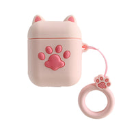AirPods エアーポッズ ケース カバー ソフトシリコン リングストラップ 落下防止 可愛い猫の肉球 保護 耐衝撃 イヤホン収納