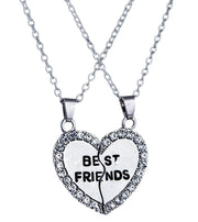 ペアペンダント ペアネックレス カップル フレンド ハート ハーフ BEST FRIENDS チェーン ラインストーン レディース アクセサリー キラキラ 片割れハート 半分 恋人 友達 友人 おしゃれ 可愛い かわいい 女性用 男性用 婦人用 紳士用 記念日 誕生日 プレゼント 贈り物 ギフト ジュエリー ファッション 雑貨 小物 ゴールドカラー シルバーカラー