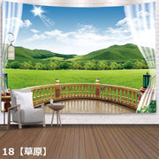 タペストリー 大判 洗える 壁掛け 目隠し テーブルクロス 背景布 夏 窓 風景 部屋 リビング インテリア 飾り付け 装飾 150×130cm ウォールデコレーション ファブリックポスター マルチカバー 大きい 模様替え 玄関 キッチン 子供部屋 家 店舗 フック付き 写真撮影 テレワーク オンライン 海 ビーチ 森 景色 だまし絵 ギフト 贈り物 新築祝い 引っ越し 新生活