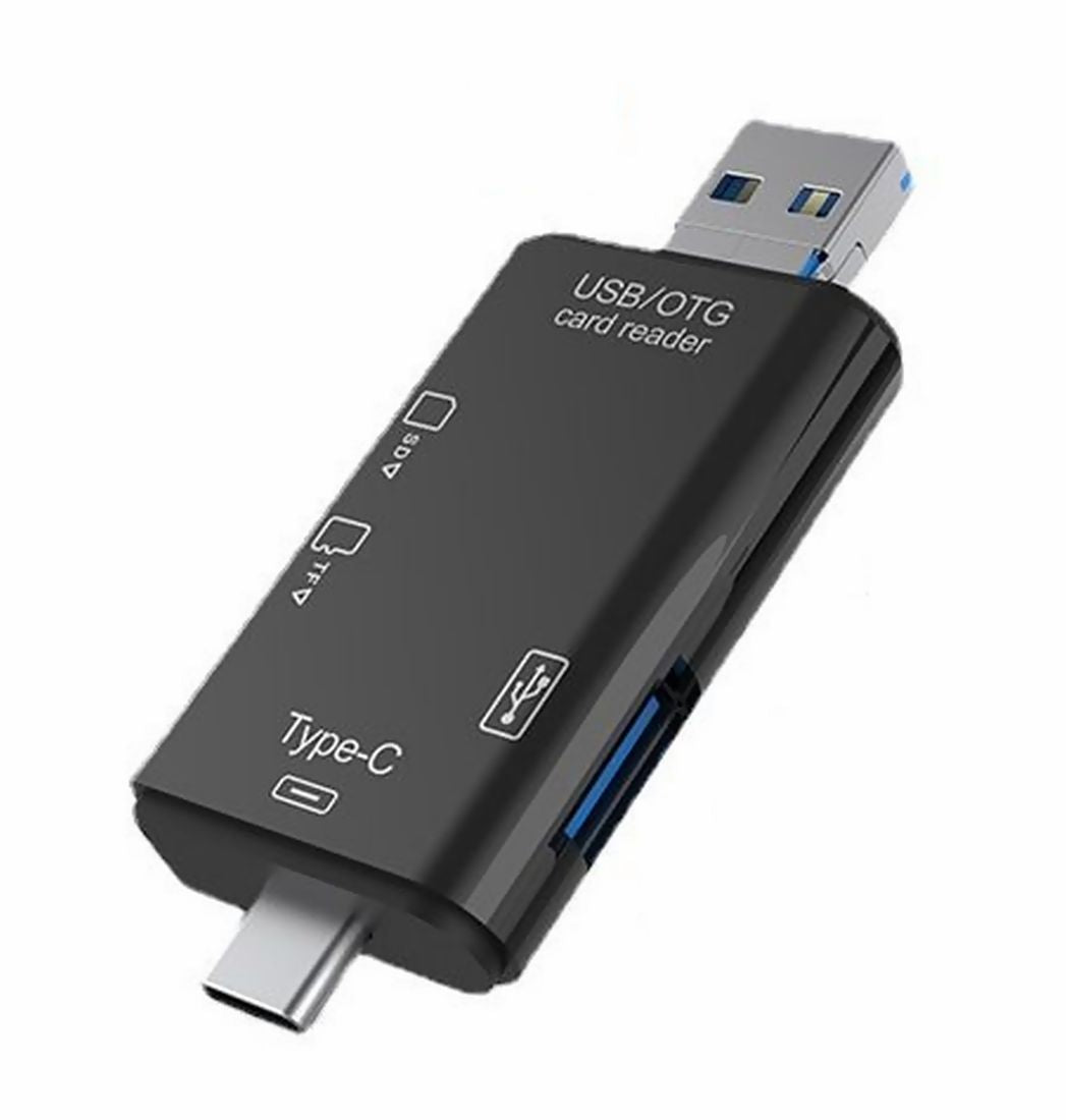 6in1 外付けメモリカードリーダー SD MicroSD TF USB2.0 Type-C MicroUSB OTG機能 データ転送 接続 Android スマホ タブレット ハブ コンパクト 持ち歩き