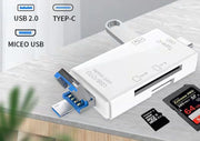 6in1 外付けメモリカードリーダー SD MicroSD TF USB2.0 Type-C MicroUSB OTG機能 データ転送 接続 Android スマホ タブレット ハブ コンパクト 持ち歩き