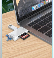 6in1 外付けメモリカードリーダー SD MicroSD TF USB2.0 Type-C MicroUSB OTG機能 データ転送 接続 Android スマホ タブレット ハブ コンパクト 持ち歩き