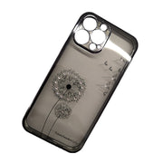 スマートフォンケース iPhoneケース スマホカバー アイフォンケース 透明 クリア タンポポ たんぽぽ 蒲公英 キラキラ ラインストーン フェミニン エレガント 背面保護 傷防止 おしゃれ かわいい レディース 女性 婦人 アイフォーン用