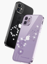 スマートフォンケース iPhoneケース スマホカバー アイフォンケース 透明 クリア タンポポ たんぽぽ 蒲公英 キラキラ ラインストーン フェミニン エレガント 背面保護 傷防止 おしゃれ かわいい レディース 女性 婦人 アイフォーン用