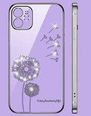 スマートフォンケース iPhoneケース スマホカバー アイフォンケース 透明 クリア タンポポ たんぽぽ 蒲公英 キラキラ ラインストーン フェミニン エレガント 背面保護 傷防止 おしゃれ かわいい レディース 女性 婦人 アイフォーン用