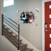 ウォールステッカー フロアステッカー インテリア 模様替え 家 部屋 壁 床 リビング 隕石 宇宙 3D だまし絵 ヒビ