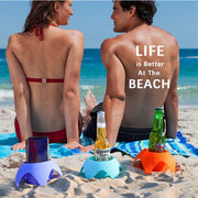 ドリンクホルダー 単品 カップホルダー ボトルホルダー アウトドア キャンプ ビーチ 海 海水浴場 汚れない 倒れない 安定感 直立 立体的 小物入れ 収納ケース 持ち運び お出かけ 飲み物 缶 ペットボトル 瓶 ホルダー シンプル お洒落 多機能 多目的