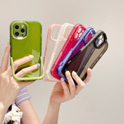 iPhoneケース スタンド機能付き 半透明 スマートフォンケース スマホカバー 携帯カバー 背面保護 傷防止 耐衝撃 無地 アップル シンプル おしゃれ アイフォン アイフォーン iPhone13 14 13Pro 13ProMax 14Pro 14Plus 14ProMax 黒 白 青 緑 ピンク ローズ
