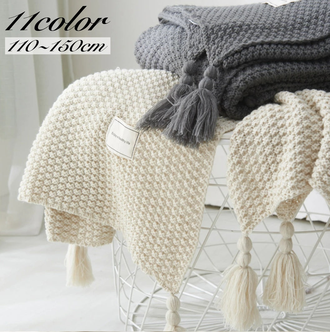 ブランケット 膝掛け お昼寝ケット 毛布 掛け毛布 ニット 寝具 北欧風 お洒落 110x150cm カラバリ豊富 シンプル ソリッドカラー 可愛い 普段使い ベッド ソファー プレゼント ギフト