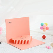 手紙 ポップアップカード グリーティングカード 飛び出す メッセージカード LOVE ハート 封筒付き 立体 3D 仕掛け 英字入り 文房具 文具 カード バレンタインデー お誕生日 記念日 お祝いカード レター かわいい おしゃれ ピンク