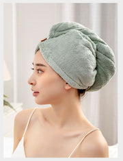 ヘアドライタオル タオルキャップ バス用品 厚手 髪の毛 吸水 かぶる 乾かす まとめる 無地 お風呂上がり 時短 シンプル かわいい 大人 便利