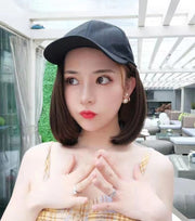 帽子付きウィッグ キャップウィッグ 帽子ウィッグ ショート ボブ かつら フルウィッグ レディース 女性 キャップ付き 帽子一体型 紫外線対策 イメチェン 着脱簡単 単色 黒 茶 かわいい キュート ガーリー カジュアル 変装 お出かけ