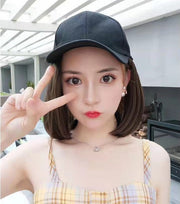 帽子付きウィッグ キャップウィッグ 帽子ウィッグ ショート ボブ かつら フルウィッグ レディース 女性 キャップ付き 帽子一体型 紫外線対策 イメチェン 着脱簡単 単色 黒 茶 かわいい キュート ガーリー カジュアル 変装 お出かけ
