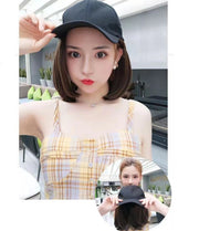 帽子付きウィッグ キャップウィッグ 帽子ウィッグ ショート ボブ かつら フルウィッグ レディース 女性 キャップ付き 帽子一体型 紫外線対策 イメチェン 着脱簡単 単色 黒 茶 かわいい キュート ガーリー カジュアル 変装 お出かけ