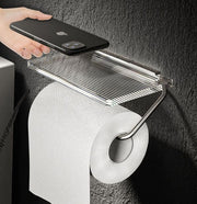 トイレットペーパーホルダー シングル クリア 棚 小物置き 携帯置き 飾り棚 おしゃれ シンプル かわいい ペーパーホルダー インテリア