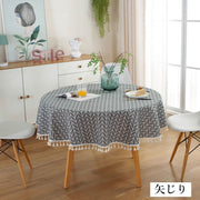 テーブルクロス 円形 120cm テーブルカバー 食卓カバー 丸型 タッセル付き 汚れ防止 傷防止 インテリア雑貨 テーブルマット チェック柄 テーブルコーディネート 家庭用 業務用 リビング キッチン ダイニング おしゃれ 上品 新生活 引っ越し 模様替え
