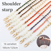 ショルダーストラップ バッグストラップ バッグチェーン ショルダーチェーン 交換用 スペア 付け替え用 105cm 125cm ナスカン パール調 フェイクパール レザー調 フェイクレザー おしゃれ シンプル バッグ用アクセサリー