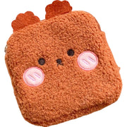 サニタリーポーチ ナプキン用ポーチ 生理用品入れ キャラクター 可愛い 小物入れ コスメポーチ モコモコ スクエア ウサギ クマ 犬 動物 コンパクト
