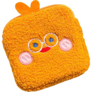 サニタリーポーチ ナプキン用ポーチ 生理用品入れ キャラクター 可愛い 小物入れ コスメポーチ モコモコ スクエア ウサギ クマ 犬 動物 コンパクト