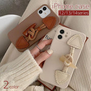 iPhoneケース iPhoneカバー スマホケース スマホカバー ベルト付き 落下防止 無地 マットカラー トグルボタン おしゃれ かわいい ホワイト ブラウン 白 茶色