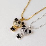 ネックレス ペンダント ラインストーン パンダ レディース アクセサリー ジュエリー キラキラ チェーン おしゃれ 可愛い かわいい ガーリー 女性用 婦人用 記念日 誕生日 プレゼント 贈り物 ギフト ファッション 雑貨 小物 シルバーカラー ゴールドカラー
