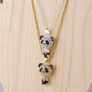 ネックレス ペンダント ラインストーン パンダ レディース アクセサリー ジュエリー キラキラ チェーン おしゃれ 可愛い かわいい ガーリー 女性用 婦人用 記念日 誕生日 プレゼント 贈り物 ギフト ファッション 雑貨 小物 シルバーカラー ゴールドカラー