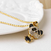 ネックレス ペンダント ラインストーン パンダ レディース アクセサリー ジュエリー キラキラ チェーン おしゃれ 可愛い かわいい ガーリー 女性用 婦人用 記念日 誕生日 プレゼント 贈り物 ギフト ファッション 雑貨 小物 シルバーカラー ゴールドカラー