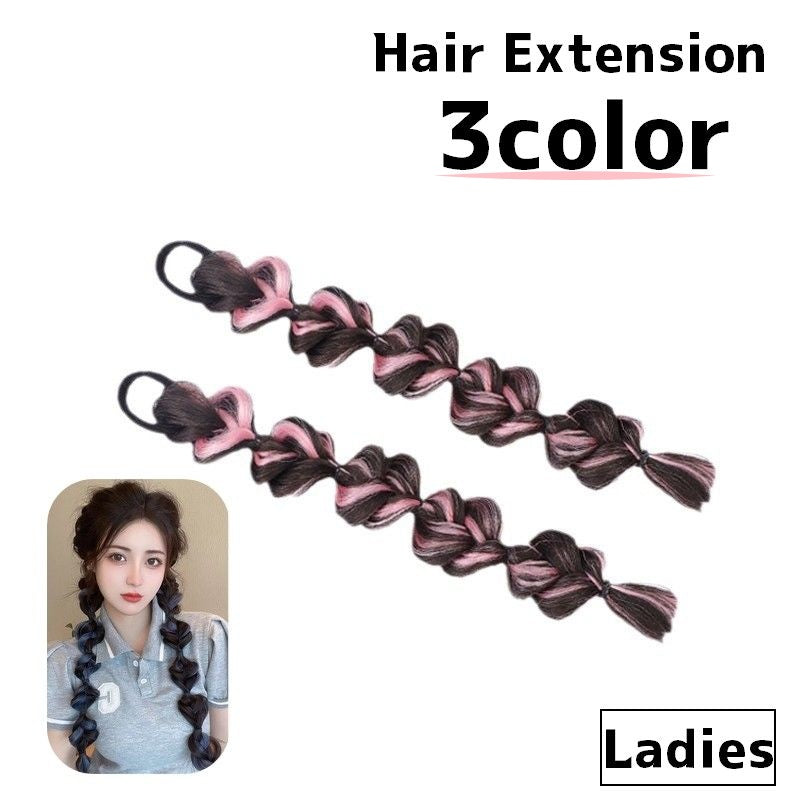 エクステ 三つ編み レディース 女性 1ペア エクステンション つけ毛 ヘアアレンジ ヘアゴム おしゃれ かわいい イメチェン 簡単装着
