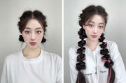 エクステ 三つ編み レディース 女性 1ペア エクステンション つけ毛 ヘアアレンジ ヘアゴム おしゃれ かわいい イメチェン 簡単装着