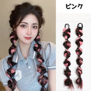 エクステ 三つ編み レディース 女性 1ペア エクステンション つけ毛 ヘアアレンジ ヘアゴム おしゃれ かわいい イメチェン 簡単装着