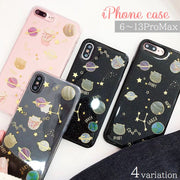 スマートフォンケース iPhoneケース キラキラ ラメ スター ネコ 宇宙 惑星 星 猫 星座 透明 かわいい おしゃれ 13 12 11 XR X XS 7 6 Pro ProMax Mini iPhoneカバー スマホカバー スマホケース アイフォンケース クリアー ブラック 黒
