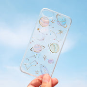 スマートフォンケース iPhoneケース キラキラ ラメ スター ネコ 宇宙 惑星 星 猫 星座 透明 かわいい おしゃれ 13 12 11 XR X XS 7 6 Pro ProMax Mini iPhoneカバー スマホカバー スマホケース アイフォンケース クリアー ブラック 黒