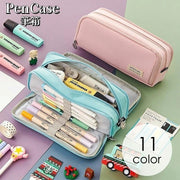 ペンケース 筆箱 ファスナー 両面開き ペンホルダー 大容量 内ポケット 筆記用具入れ 文房具入れ 小物入れ ペン入れ オックスフォード メッシュ ジッパー 多機能 小学生 中学生 高校生 入学祝い