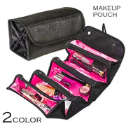 化粧ポーチ メイクポーチ コスメポーチ 小物入れ 折りたたみ 大容量 コンパクト 英字入り トラベルポーチ 旅行ポーチ マルチポーチ ロールタイプ マグネットボタン ファスナー チャック クリアカラー 中が見える お出かけ 旅行 出張 おしゃれ カジュアル かわいい ワイン 黒