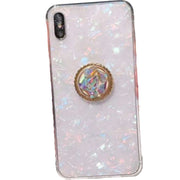 iPhoneケース iPhoneカバー スマホケース スマホカバー レディース向け 女性向け スマホ雑貨 スマホリング付き ラメ キラキラ シェル柄 ブラック ホワイト ピンク 華やか かわいい キュート ポップ