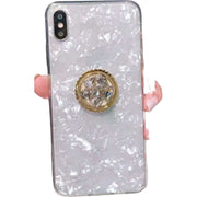 iPhoneケース iPhoneカバー スマホケース スマホカバー レディース向け 女性向け スマホ雑貨 スマホリング付き ラメ キラキラ シェル柄 ブラック ホワイト ピンク 華やか かわいい キュート ポップ
