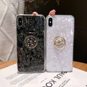 iPhoneケース iPhoneカバー スマホケース スマホカバー レディース向け 女性向け スマホ雑貨 スマホリング付き ラメ キラキラ シェル柄 ブラック ホワイト ピンク 華やか かわいい キュート ポップ