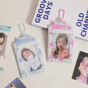 フォトキーホルダー ケース チェーン ホルダー 推し活グッズ 推し 推し活 保管 収納 コンパクト 持ち運び フレーム スター かわいい ワンポイント アクセント