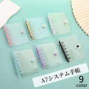 システム手帳 バインダー 文房具 A7 ミニ ポケットサイズ 6穴 透明 クリア トレカケース スナップボタン 大容量 シンプル