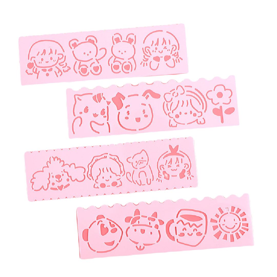 ステンシルシート お絵描き プレート ４枚セット 知育玩具 デザイン 4 バリエーション画像