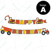 ガーランド バースディガーランド 誕生日 飾り付け ホームパーティ イベント ハッピーバースディ 車好き 働く車 壁デコ ウォール飾り デコレーション