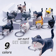 キーホルダー キーリング バッグチャーム ねこモチーフ キーチャーム CAT 和猫 洋猫 三毛 ハチワレ シャム トラネコ ブチ 白 黒 可愛い 雑貨 小物