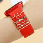 スマートウォッチアクセサリー アップルウォッチ AppleWatch バンド ベルト チャーム 5本セット レディース 女性 おしゃれ かわいい デザイン豊富 クラウン 王冠 リボン かわいい キュート 大人 ラインストーン パール調 細身 華奢 ローズゴールド シルバーカラー ゴールドカラー