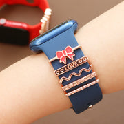 スマートウォッチアクセサリー アップルウォッチ AppleWatch バンド ベルト チャーム 5本セット レディース 女性 おしゃれ かわいい デザイン豊富 クラウン 王冠 リボン かわいい キュート 大人 ラインストーン パール調 細身 華奢 ローズゴールド シルバーカラー ゴールドカラー