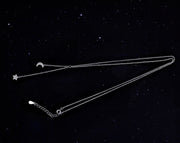 ネックレス レディース アクセサリー アズキチェーン ダブルチャーム 星 月 スター ムーン ラインストーン ギフト プレゼント 贈り物 おしゃれ かわいい お出かけ ファッション小物 女性用