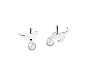 ピアス スタッドピアス レディース アクセサリー おしゃれ 可愛い ネコ パール調 ギフト プレゼント