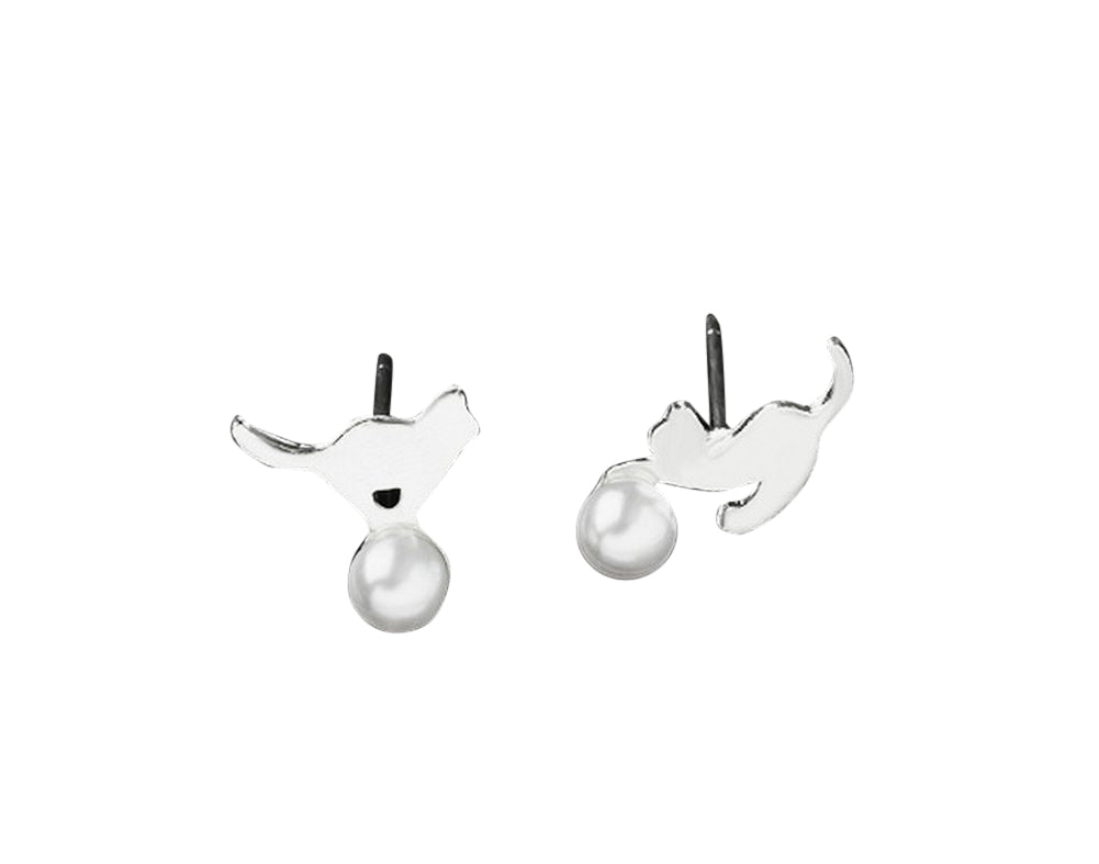 ピアス スタッドピアス レディース アクセサリー おしゃれ 可愛い ネコ パール調 ギフト プレゼント