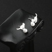 ピアス スタッドピアス レディース アクセサリー おしゃれ 可愛い ネコ パール調 ギフト プレゼント