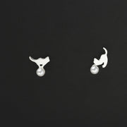 ピアス スタッドピアス レディース アクセサリー おしゃれ 可愛い ネコ パール調 ギフト プレゼント